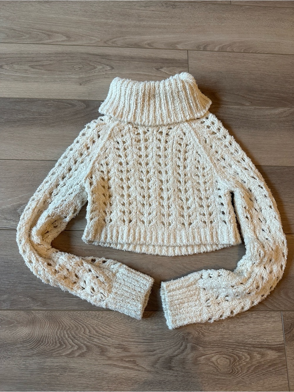Free People SEASHELL POINTELLE  Cowl Neck Sweater Size XS
